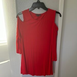 Adrianna Papell Red Cold Shoulder Sleeve Blouse